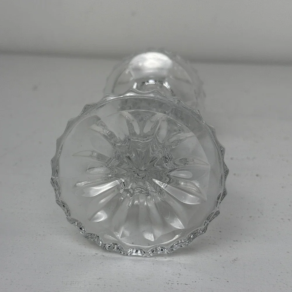 Candlestick Holders Clear Crystal Glass Set of 2‎ Elegant Faceted Design